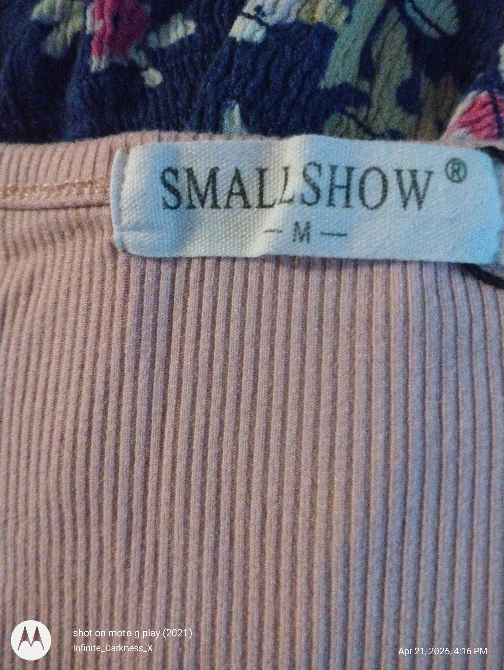 SMALLSHOW Ribbed Light Pink Tee - Crew Neck - Picture 2 of 5
